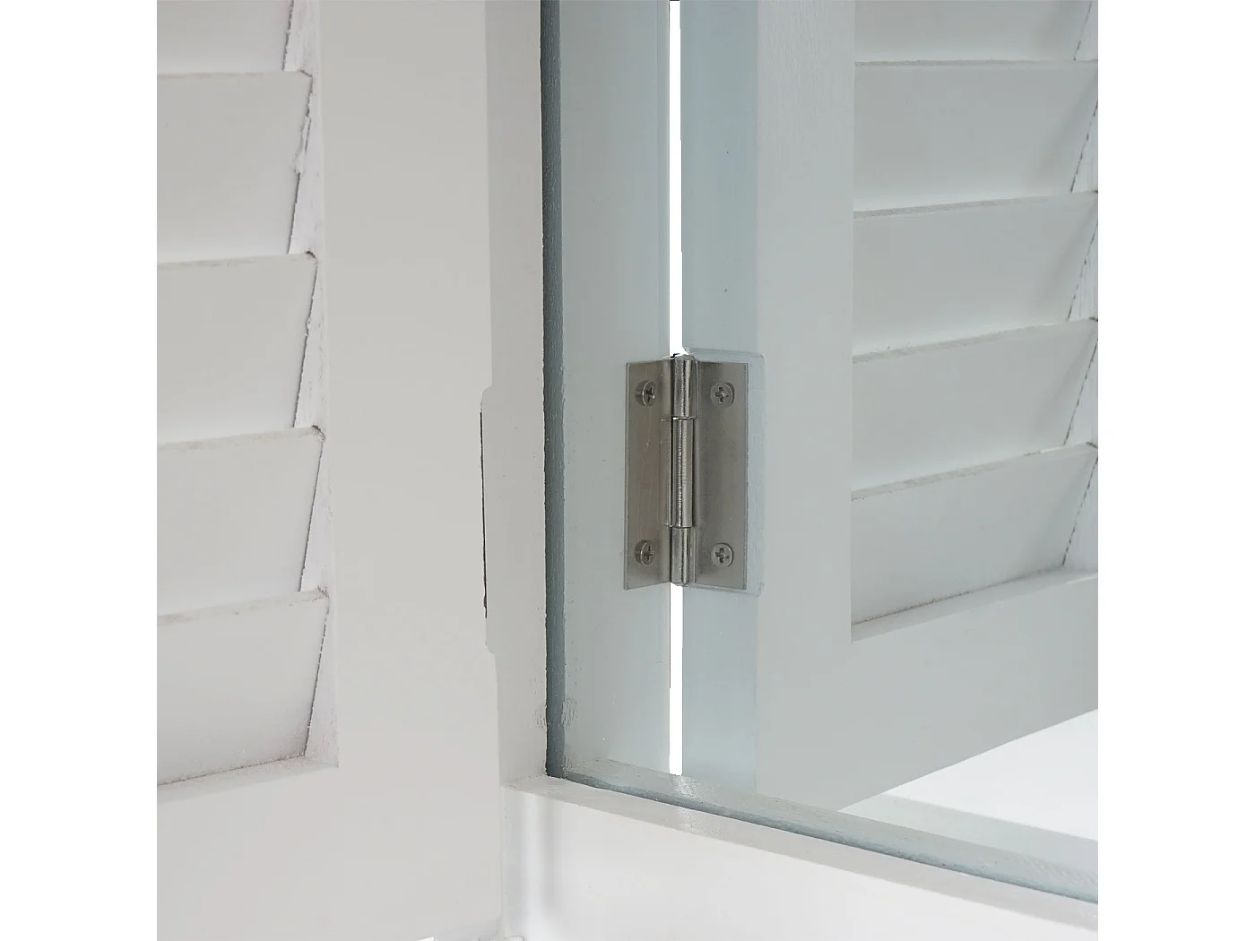 Wandspiegel mit Fensterläden, Weiß lackiert