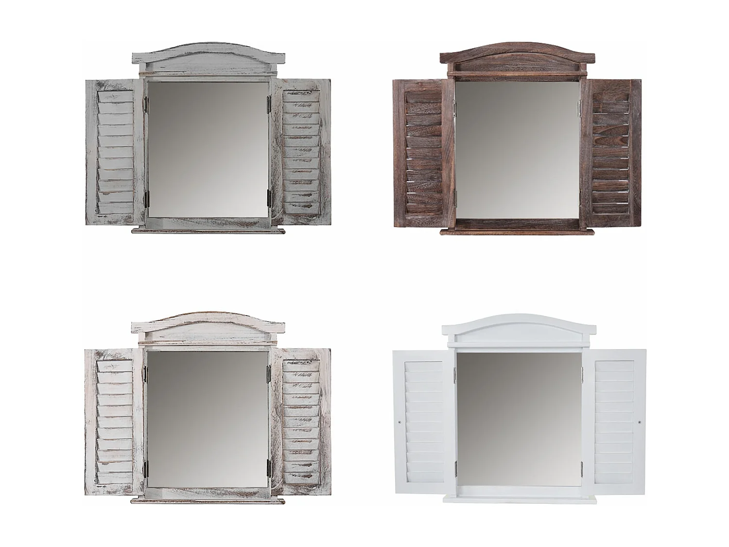 Wandspiegel mit Fensterläden, Weiß lackiert