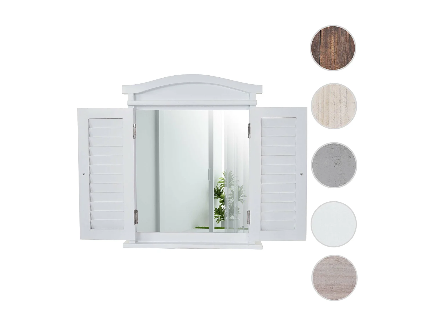 Wandspiegel mit Fensterläden, Weiß lackiert