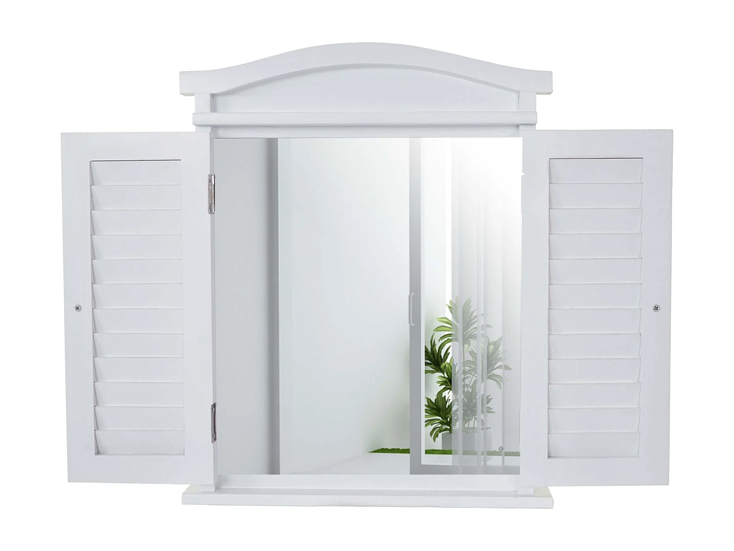 Wandspiegel mit Fensterläden, Weiß lackiert