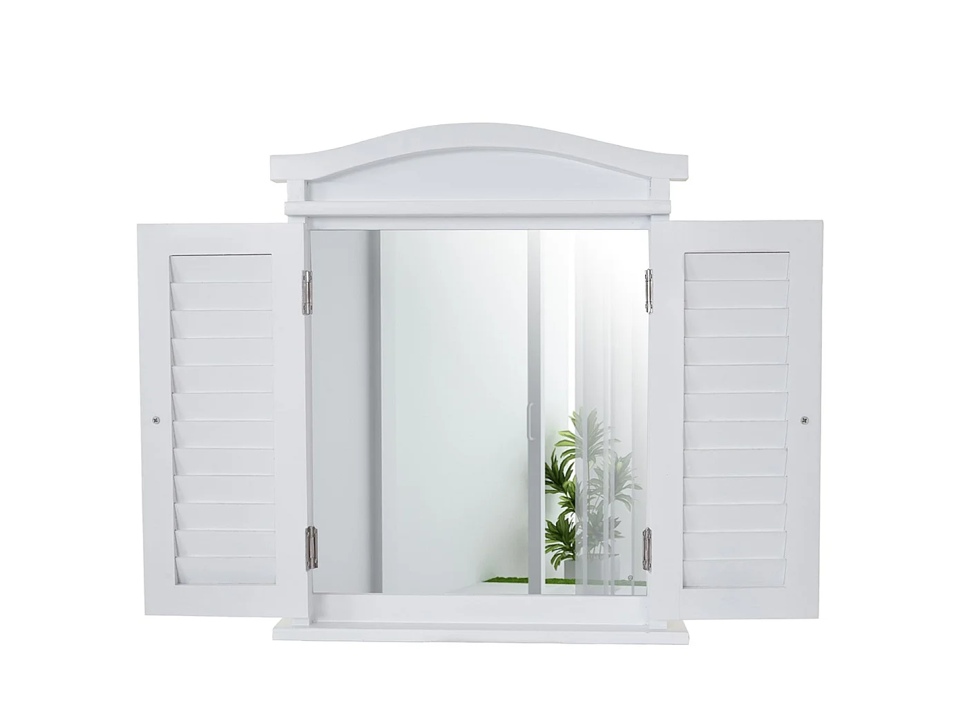 Wandspiegel mit Fensterläden, Weiß lackiert