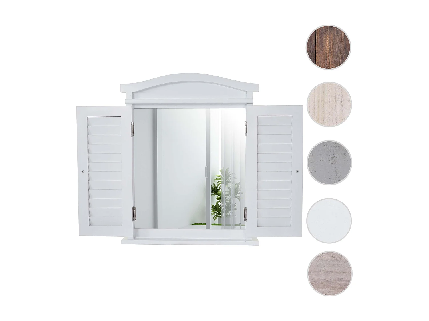 Wandspiegel mit Fensterläden, Weiß lackiert