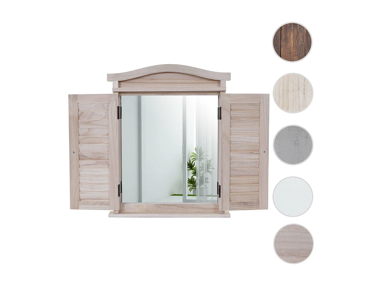 Wandspiegel met luiken,  natuurlijk bruin