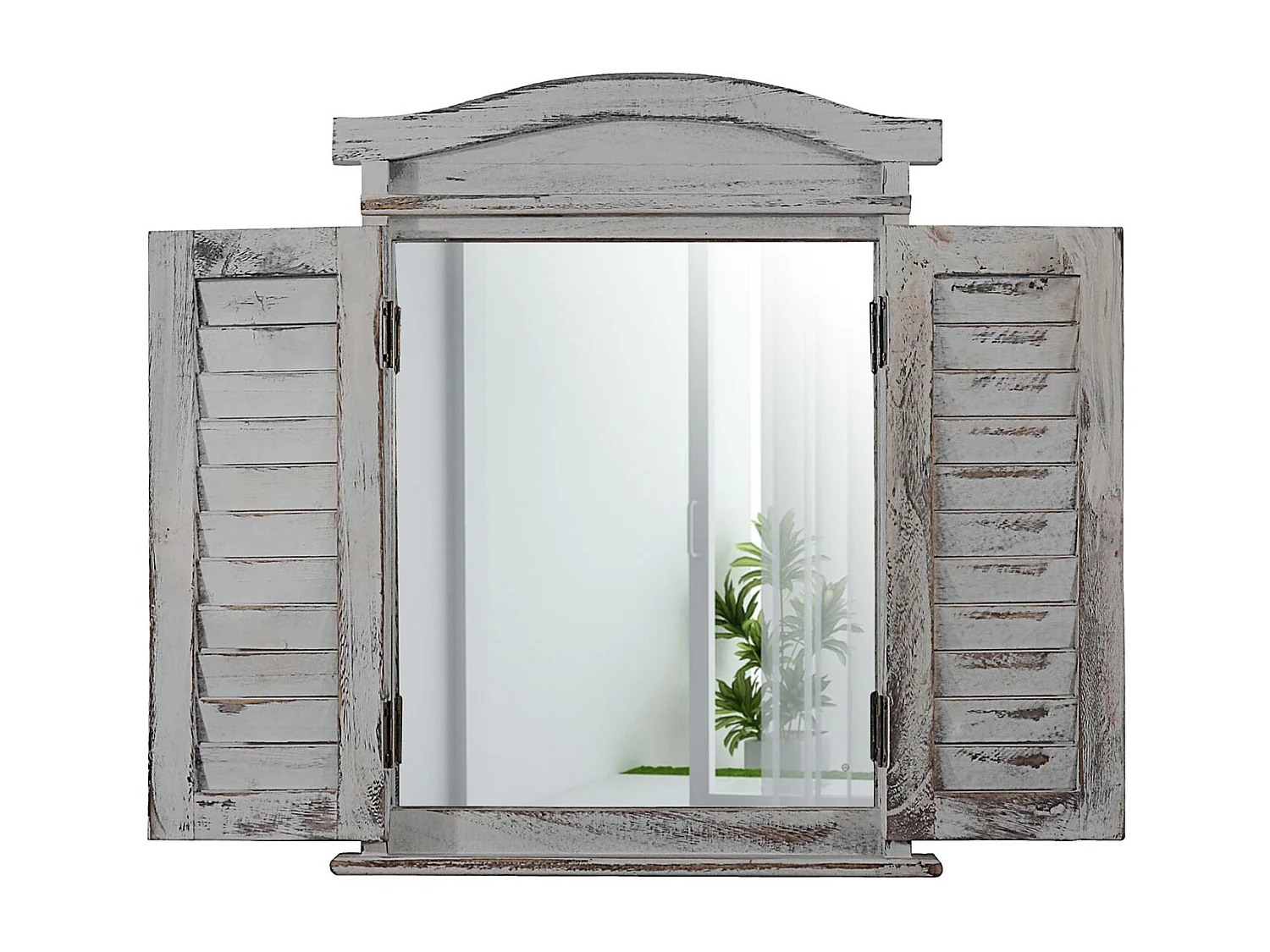 Wandspiegel met luiken,  grijs shabby