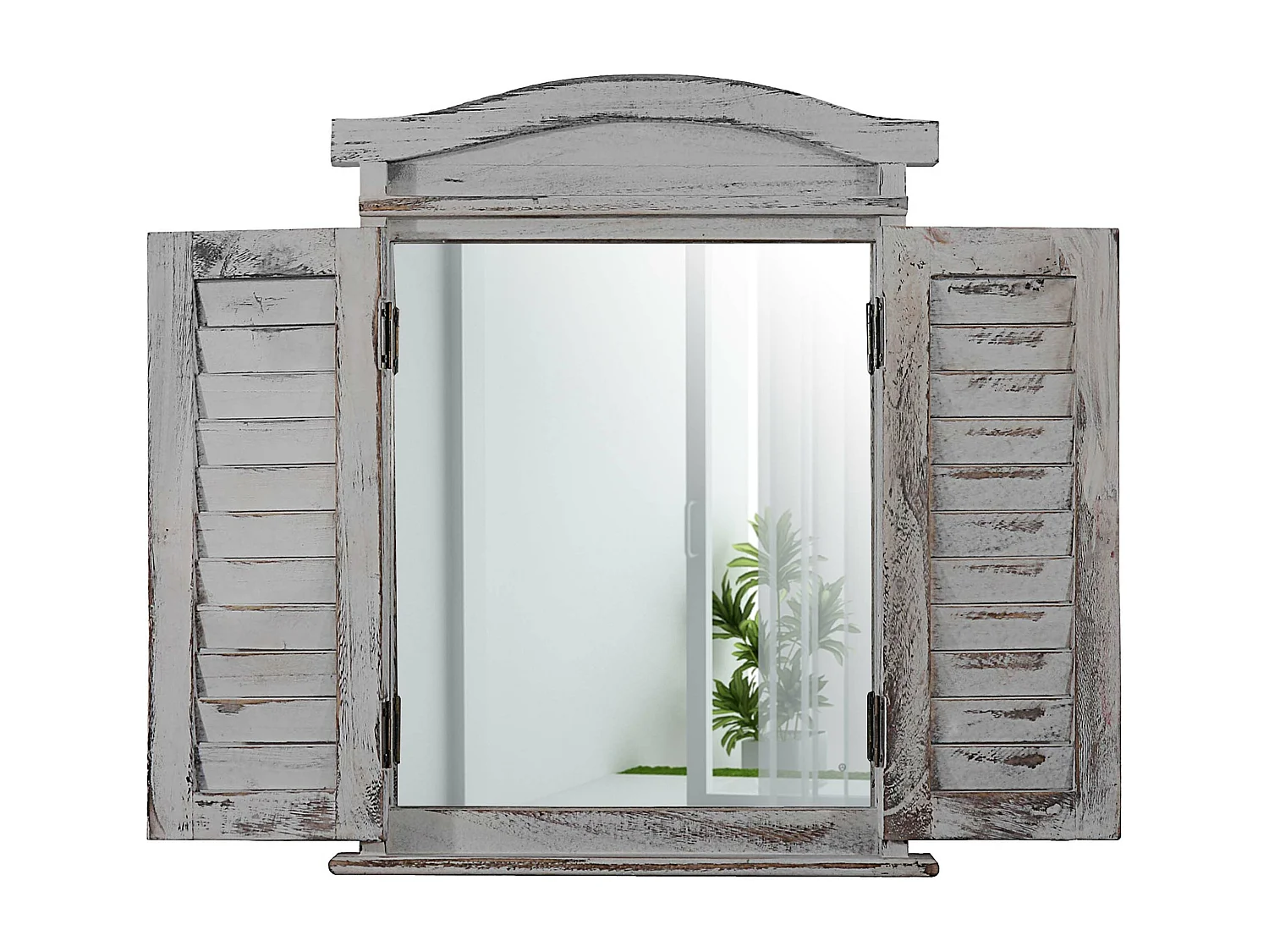 Wandspiegel met luiken,  grijs shabby