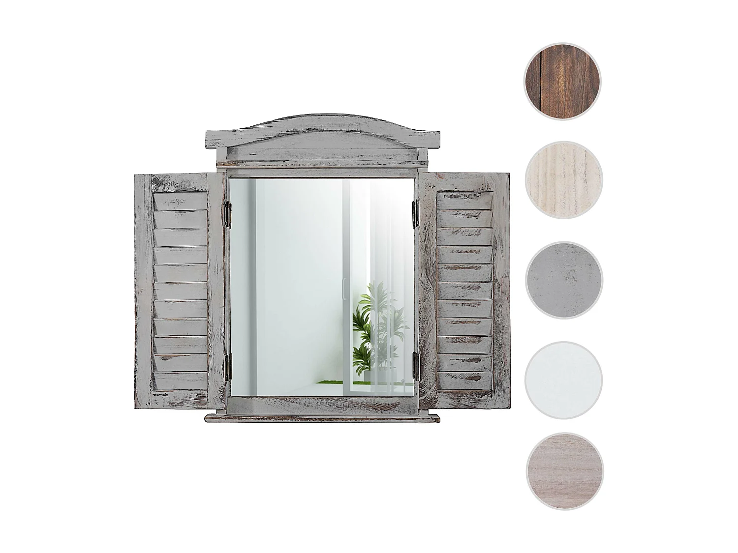 Wandspiegel met luiken,  grijs shabby