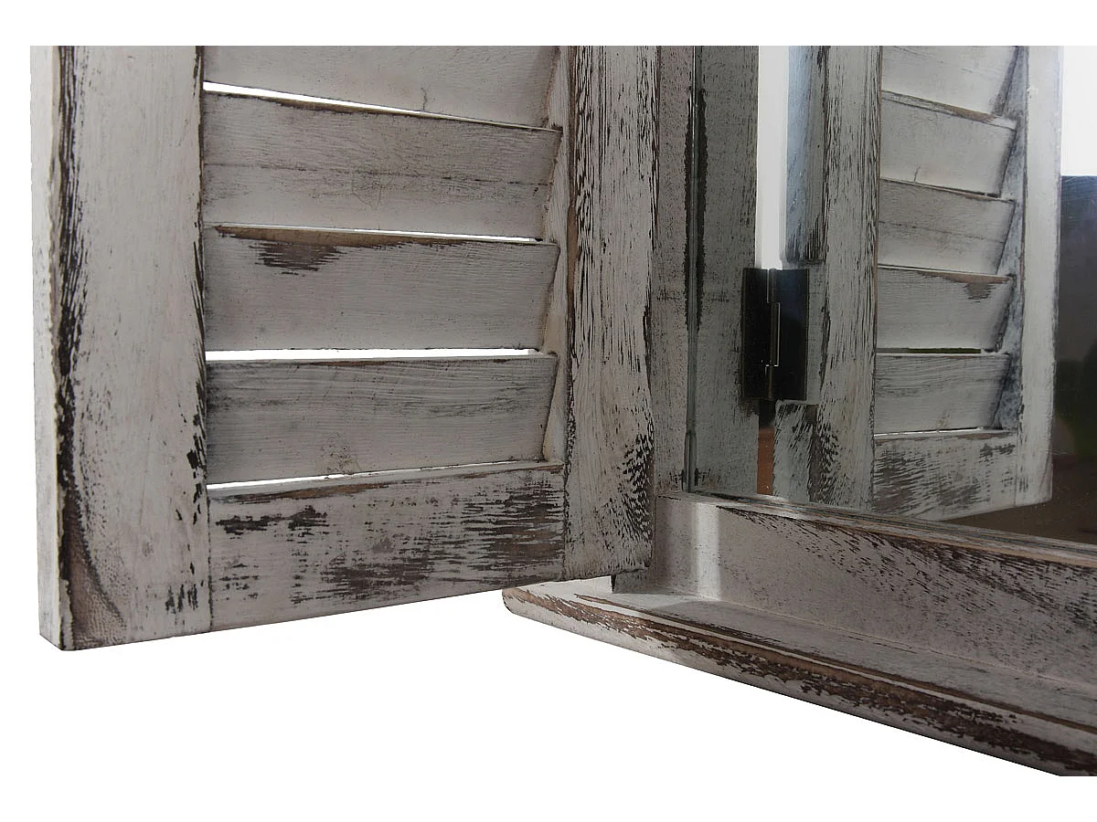 Wandspiegel mit Fensterläden, Grau shabby