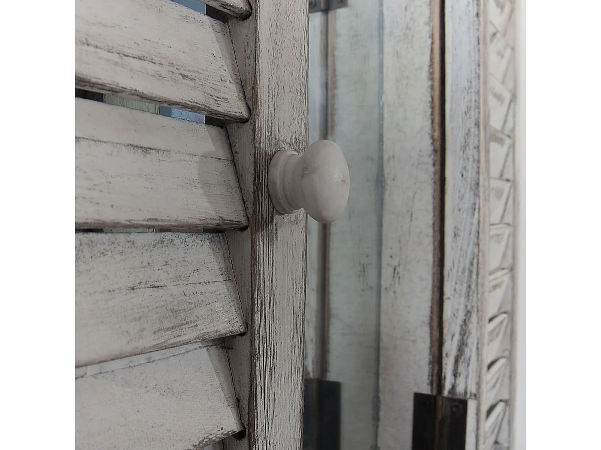 Wandspiegel mit Fensterläden, Grau shabby