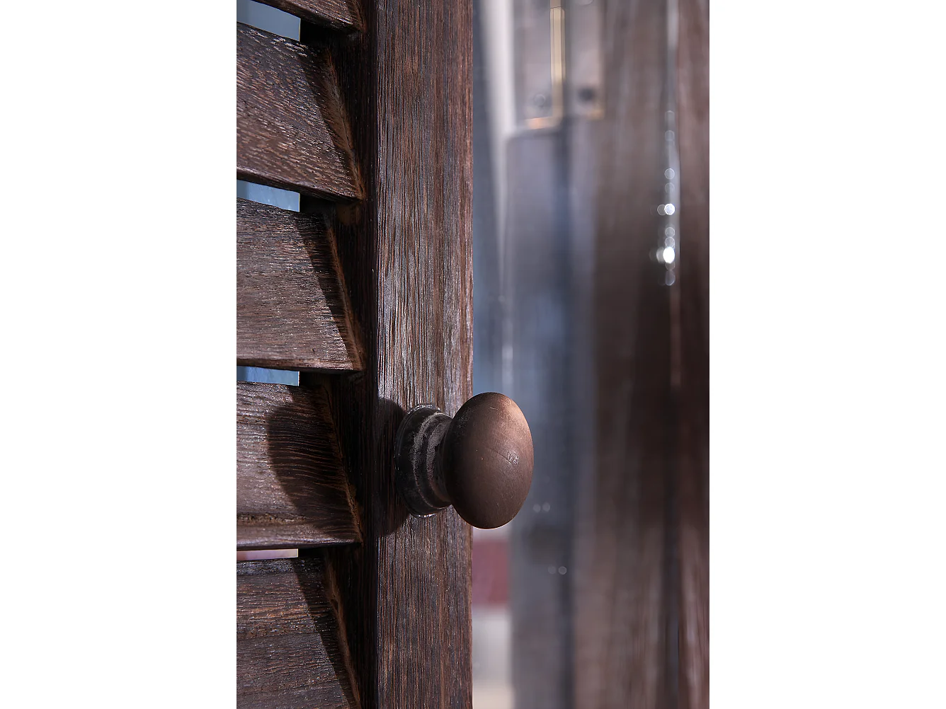 Wandspiegel met luiken,  bruin shabby