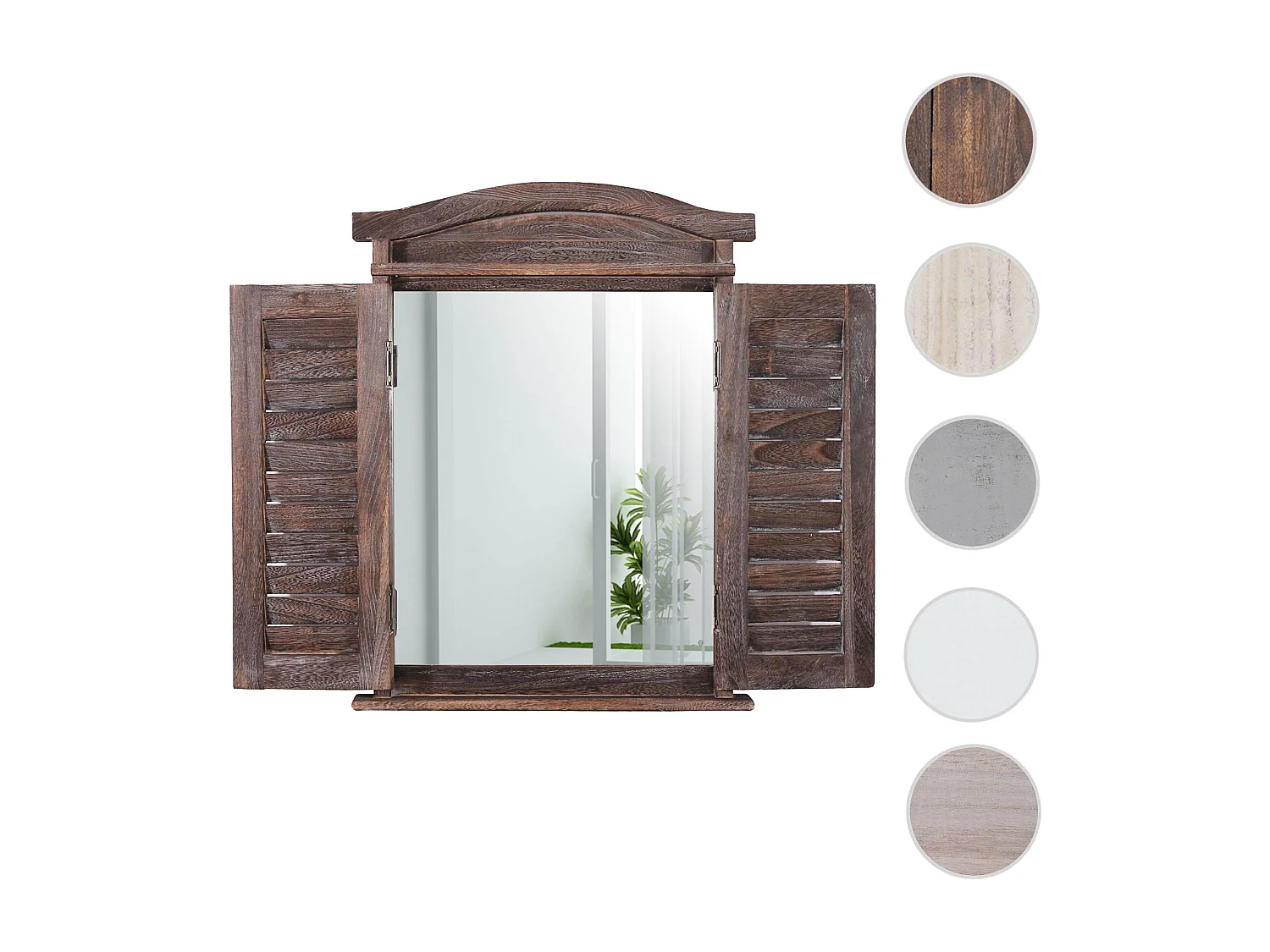 Wandspiegel mit Fensterläden, Braun shabby