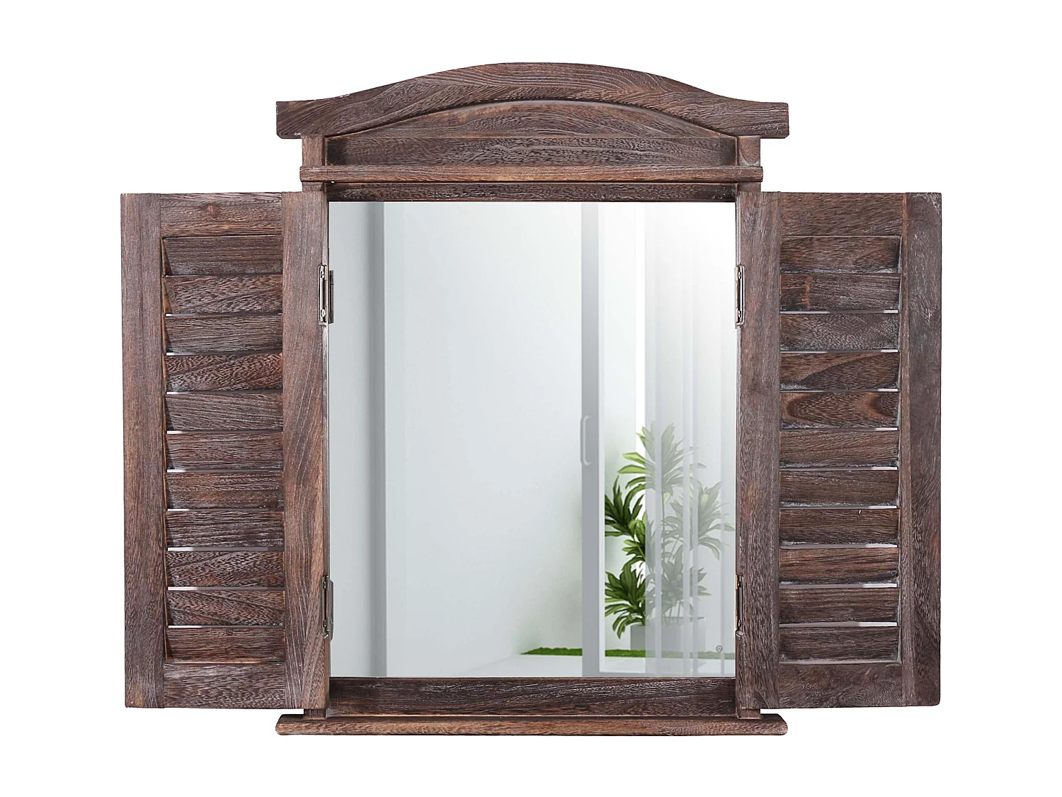 Wandspiegel met luiken,  bruin shabby