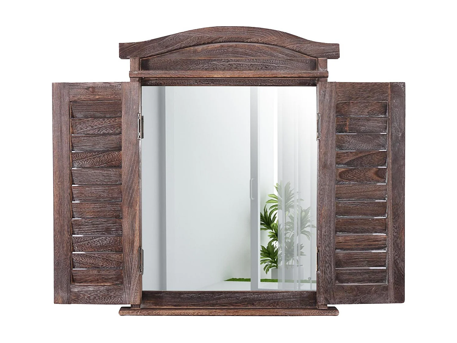 Wandspiegel met luiken,  bruin shabby