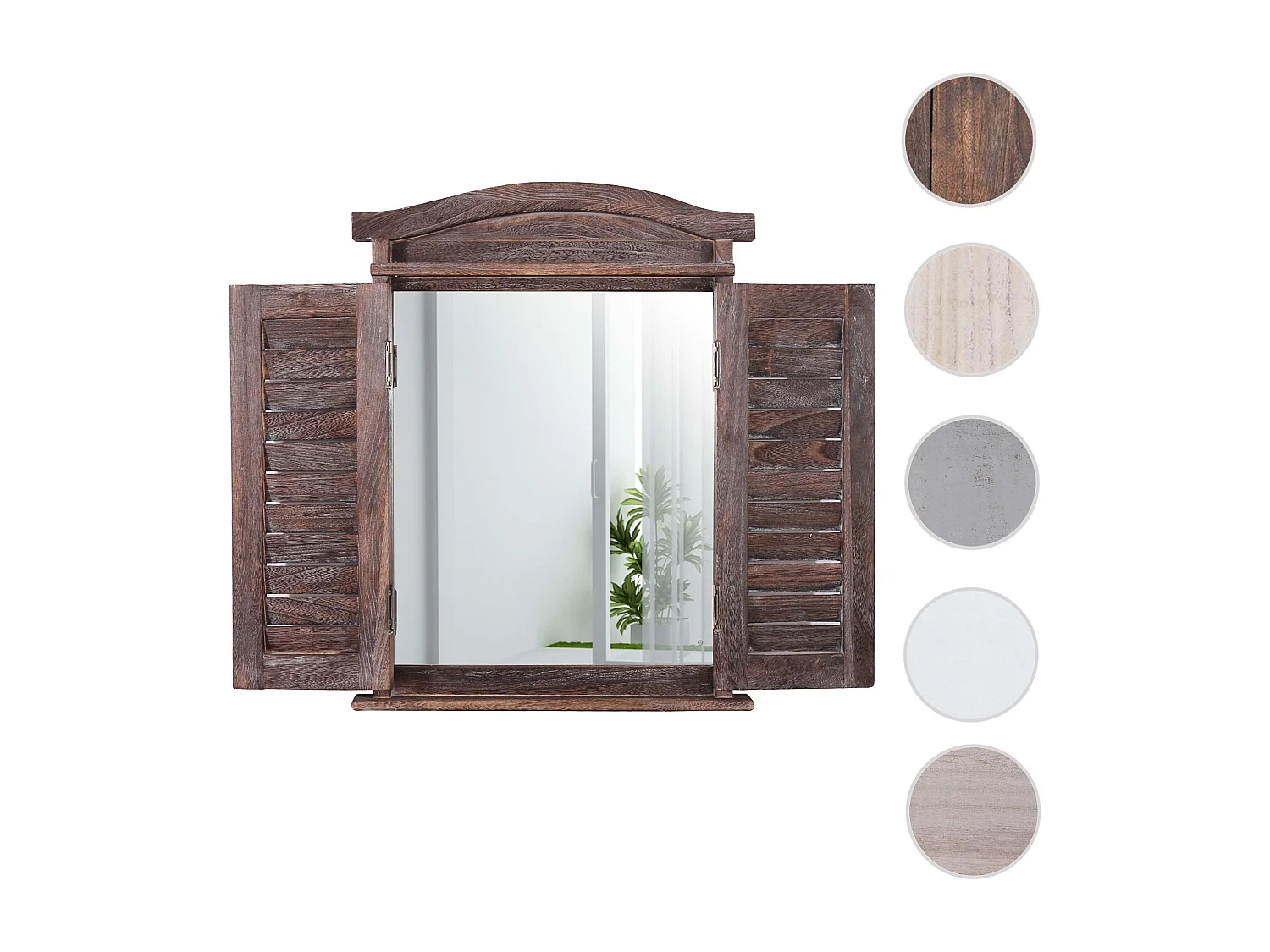 Wandspiegel met luiken,  bruin shabby