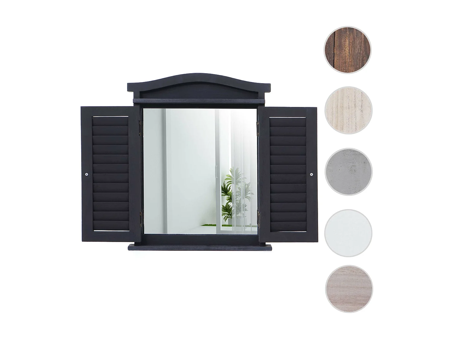 Wandspiegel met luiken,  donkergrijs