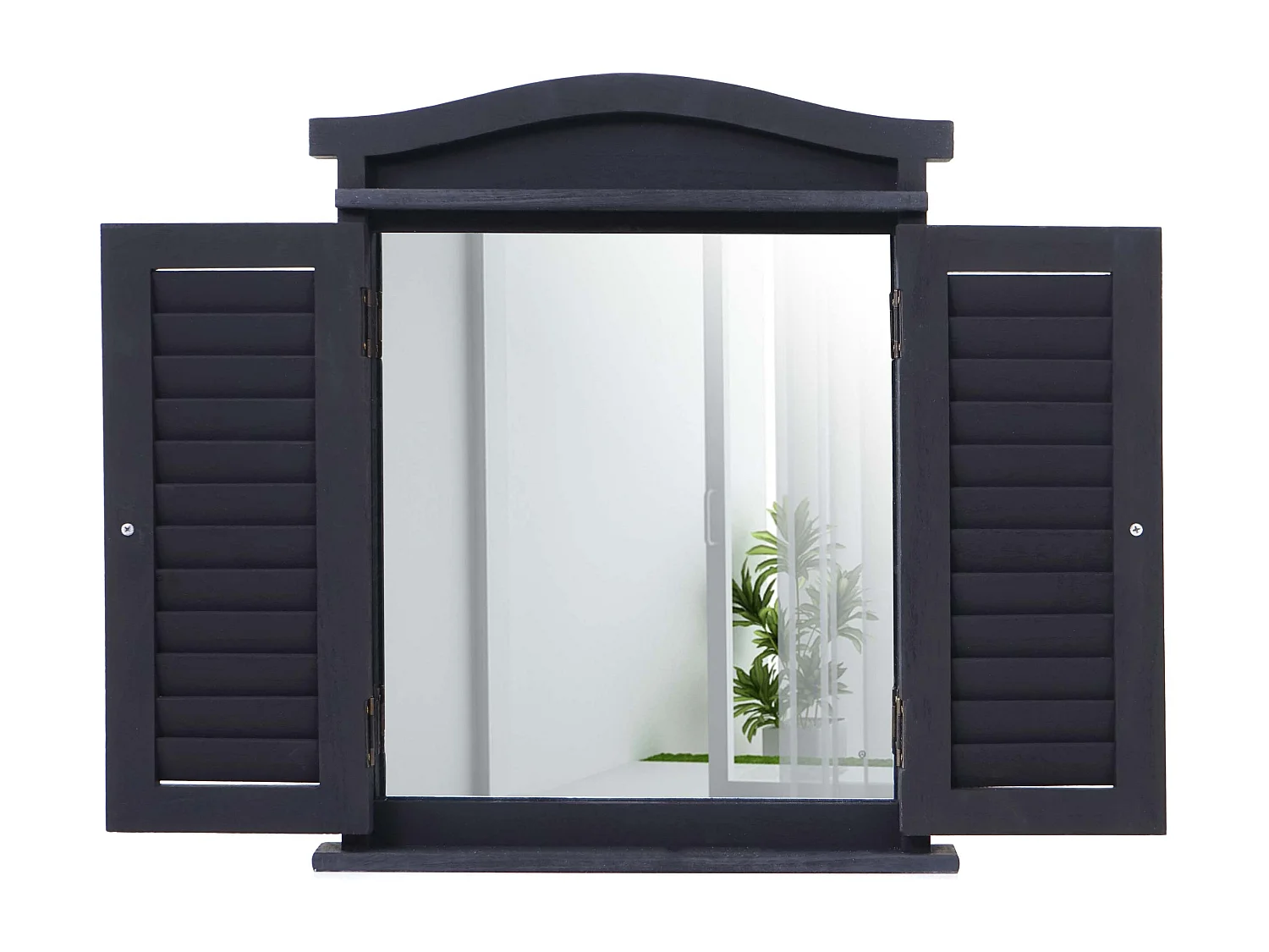 Wandspiegel mit Fensterläden, Dunkelgrau
