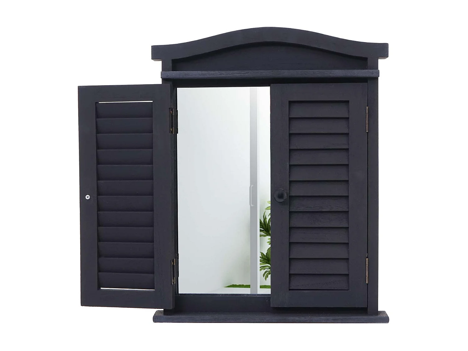 Wandspiegel mit Fensterläden, Dunkelgrau