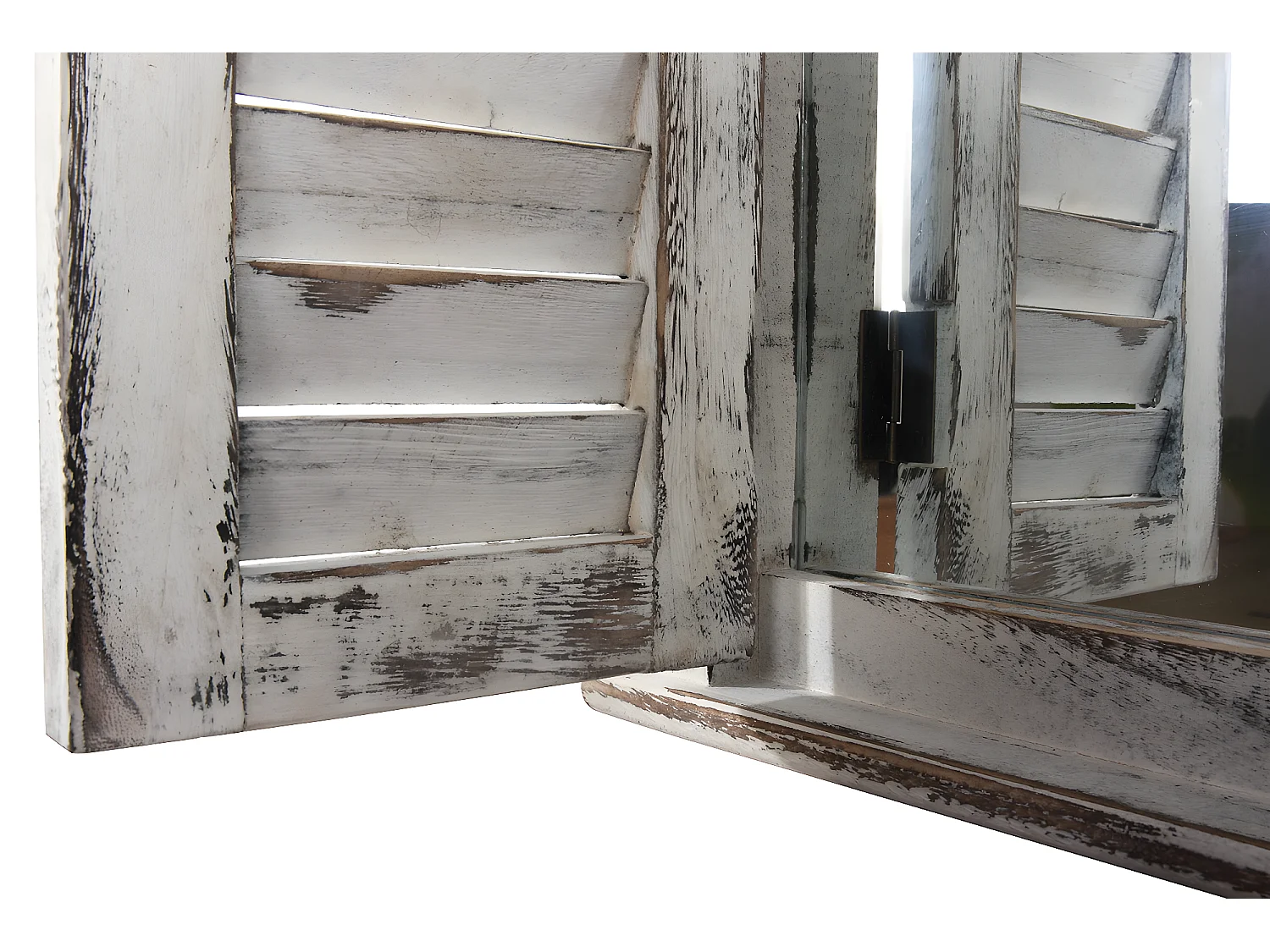 Wandspiegel mit Fensterläden, Weiß shabby