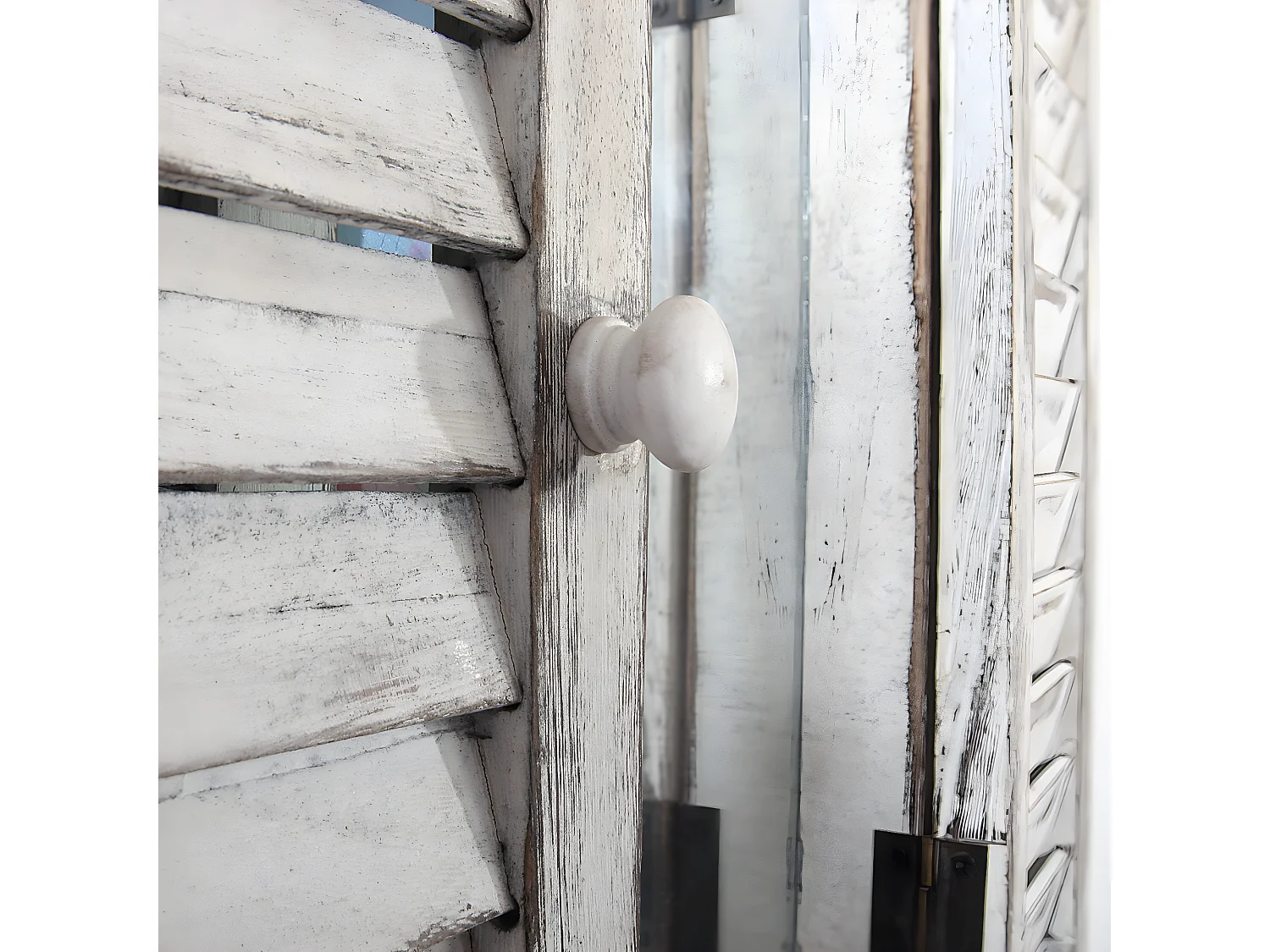 Wandspiegel mit Fensterläden, Weiß shabby