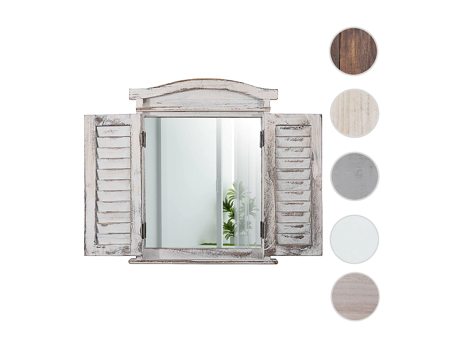 Wandspiegel mit Fensterläden, Weiß shabby