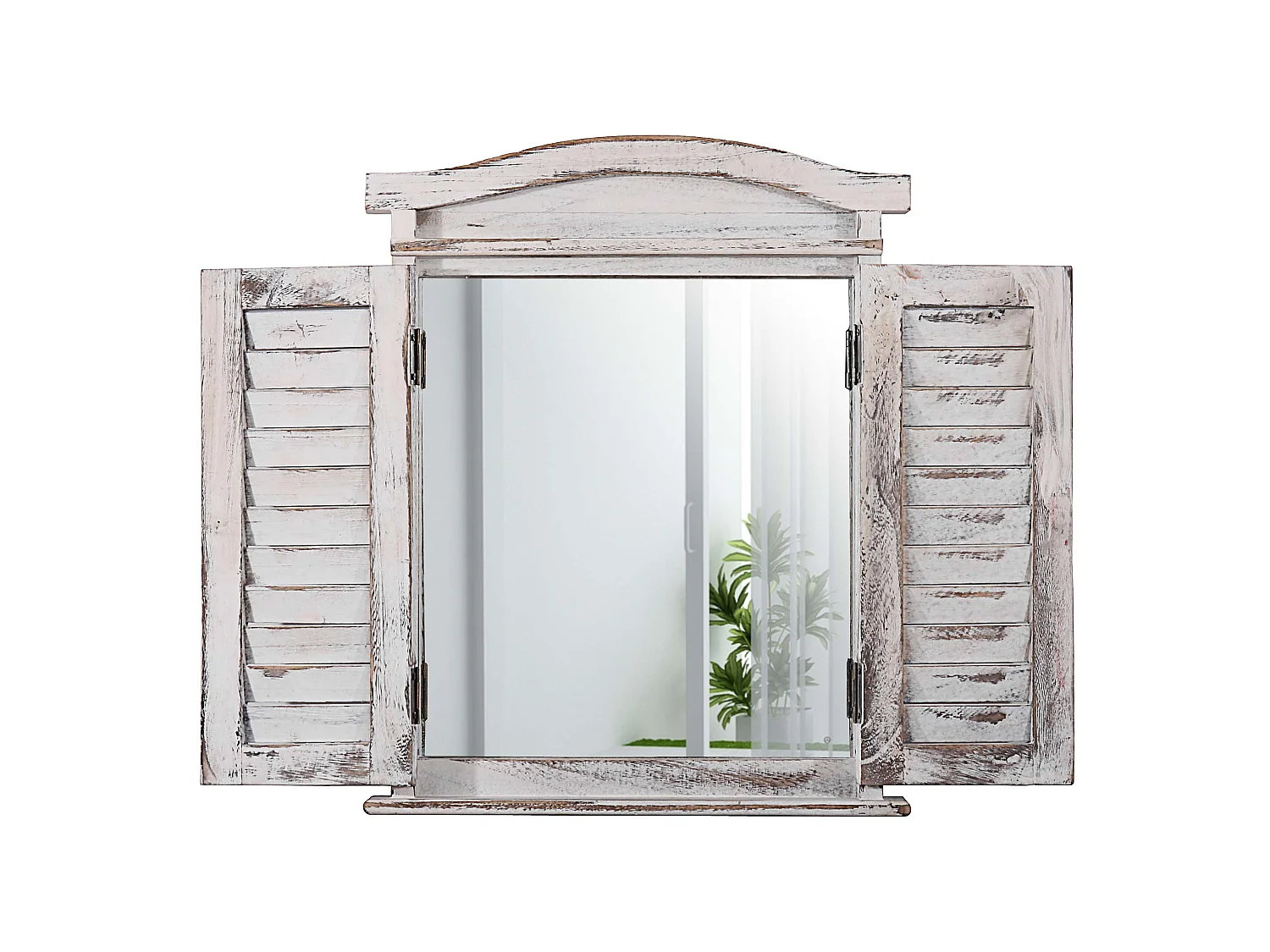 Wandspiegel mit Fensterläden, Weiß shabby