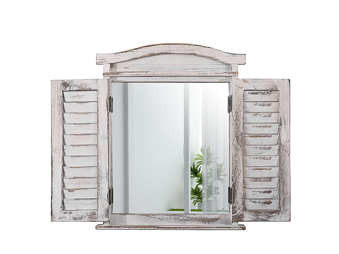 Wandspiegel mit Fensterläden, Weiß shabby