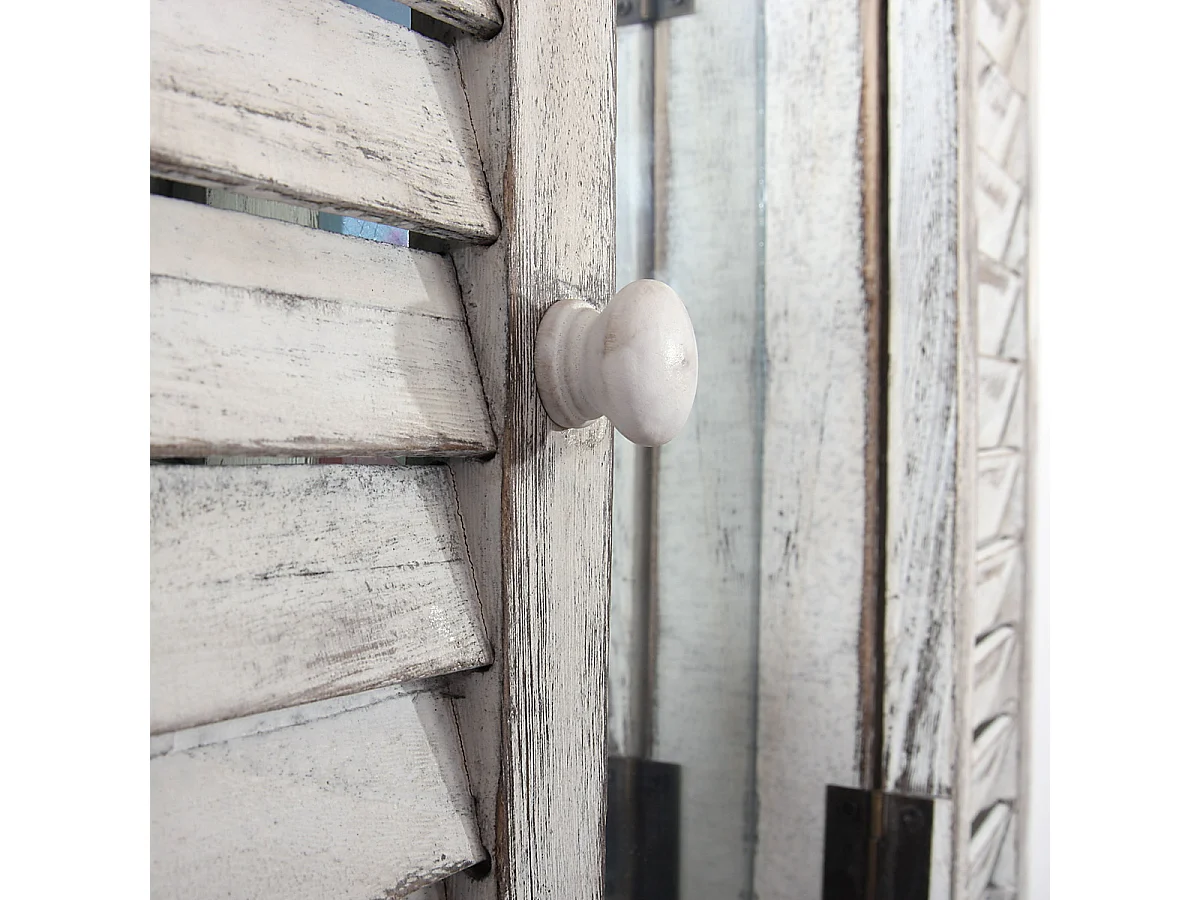 Wandspiegel mit Fensterläden, Weiß shabby