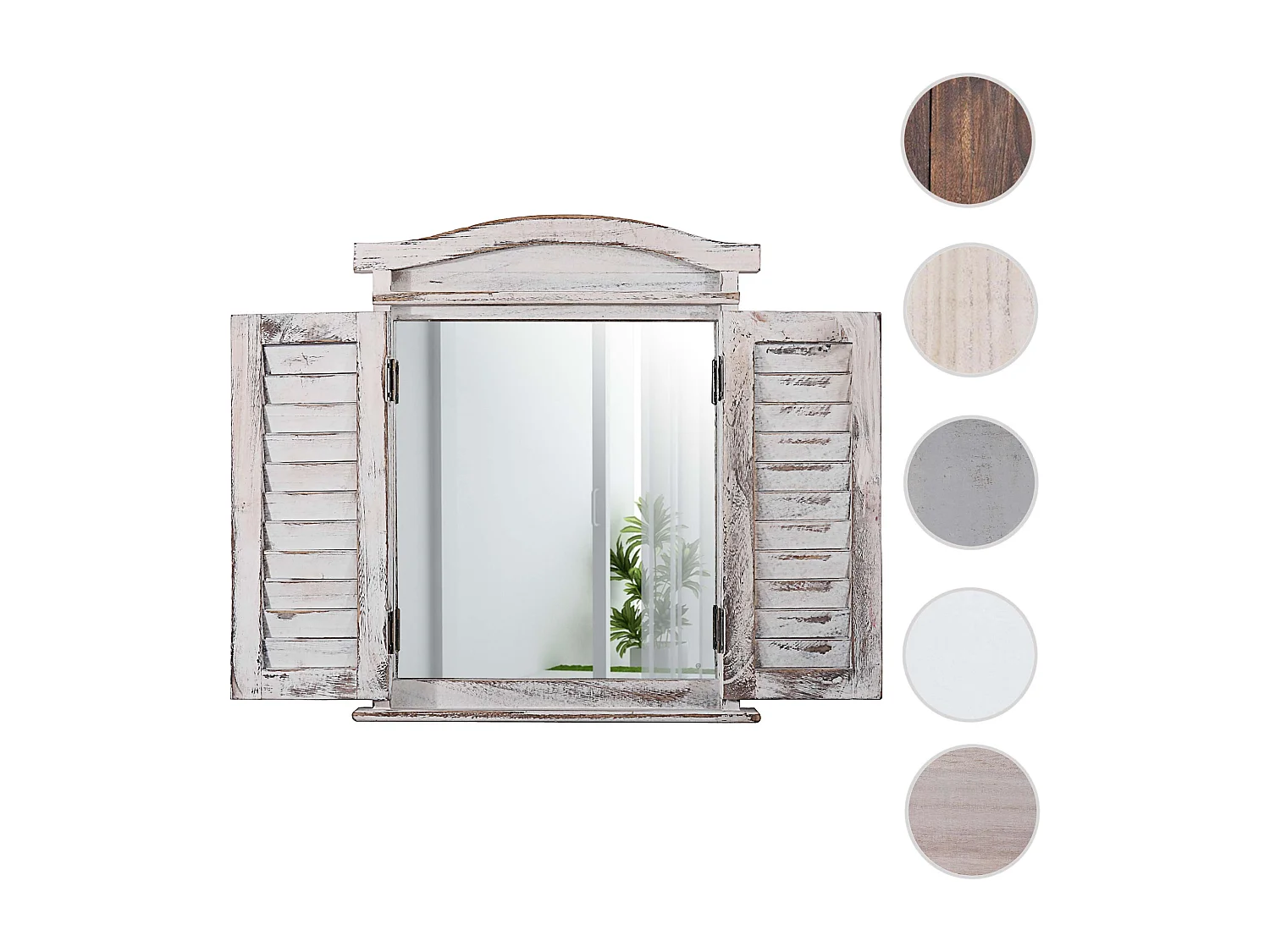 Wandspiegel mit Fensterläden, Weiß shabby