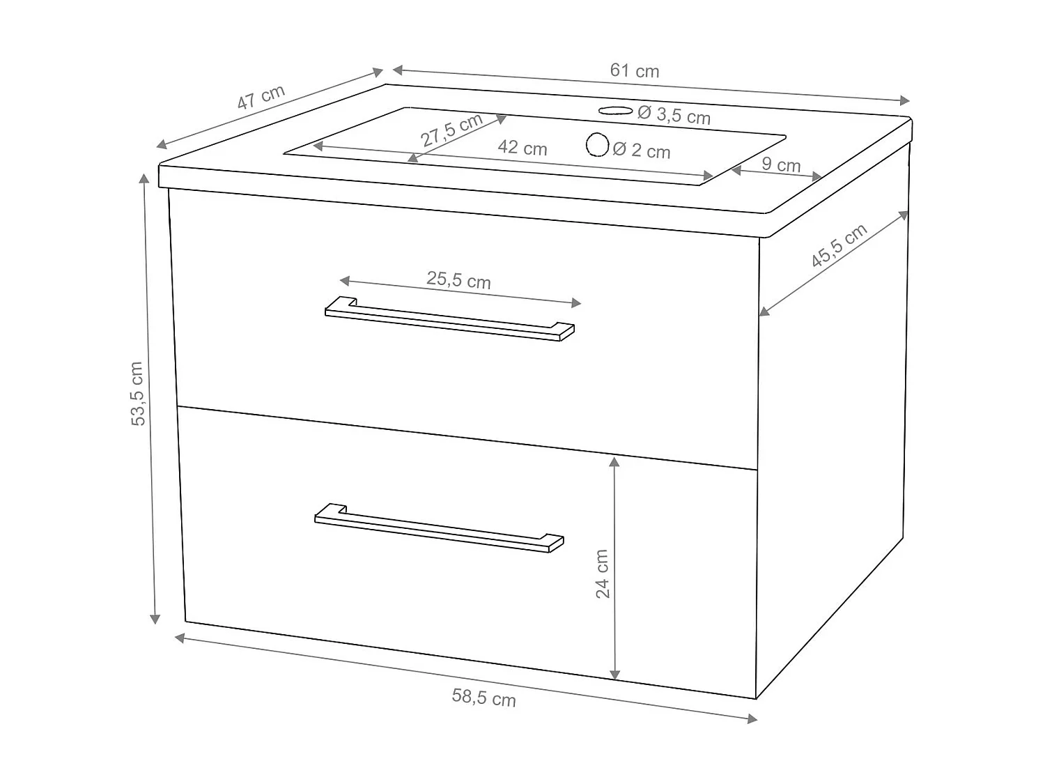 Premium Waschbecken+Unterschrank MCW-D16, Grau