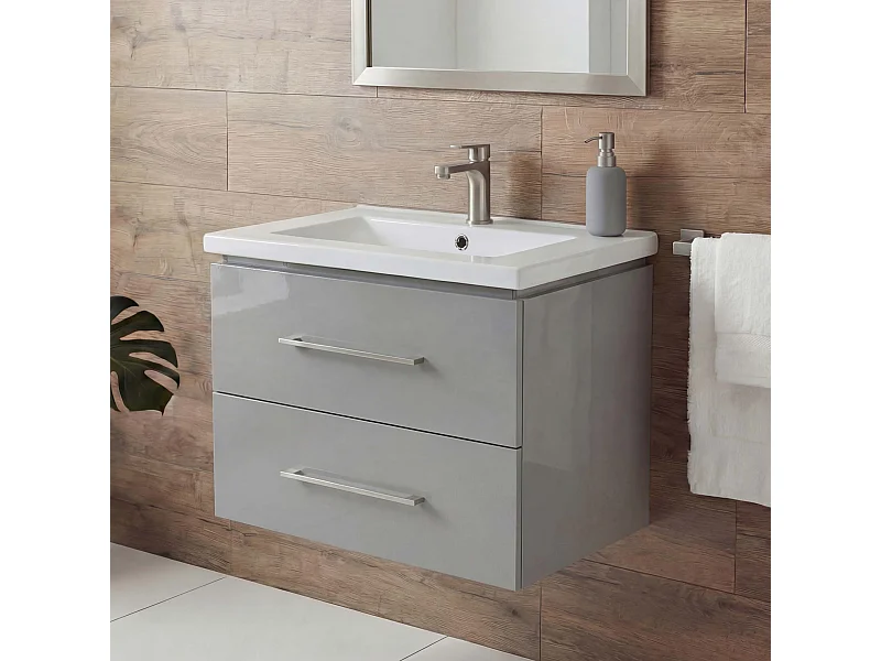 Umywalka premium + szafka podumywalkowa MCW-D16,  szara