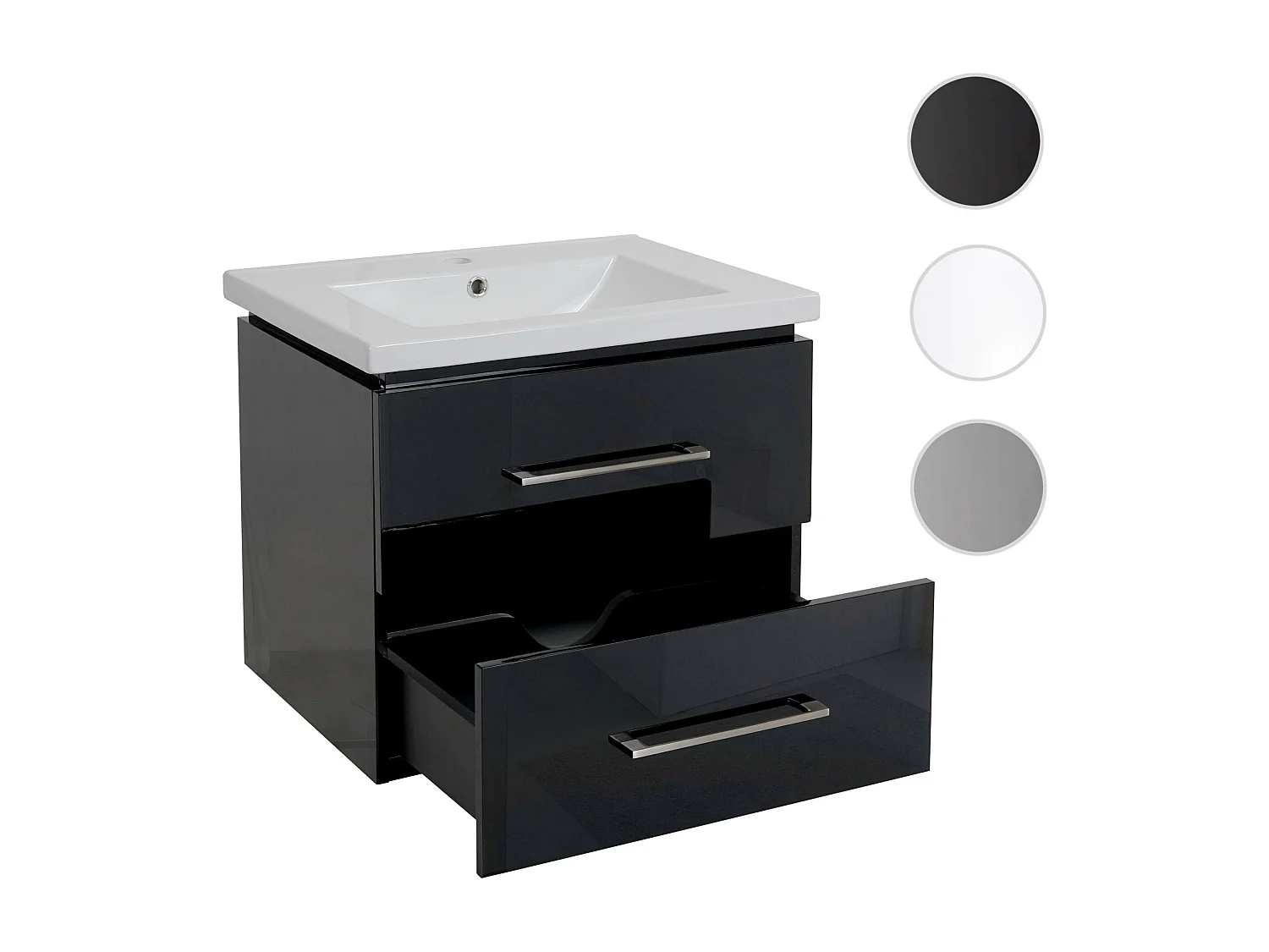 Premium Waschbecken+Unterschrank MCW-D16, Schwarz