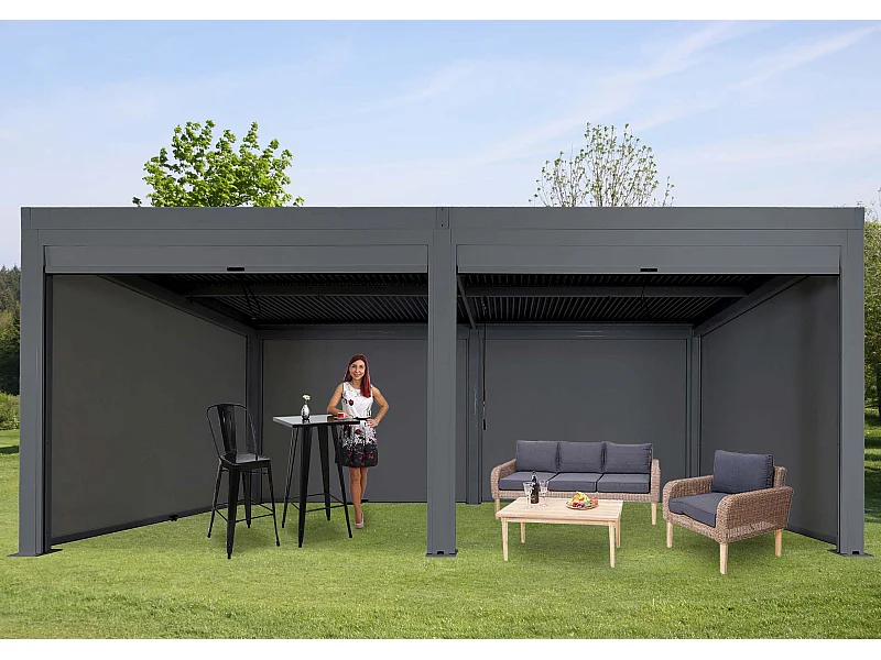 Pergola MCW-L46 mit Seitenwand, Anthrazit