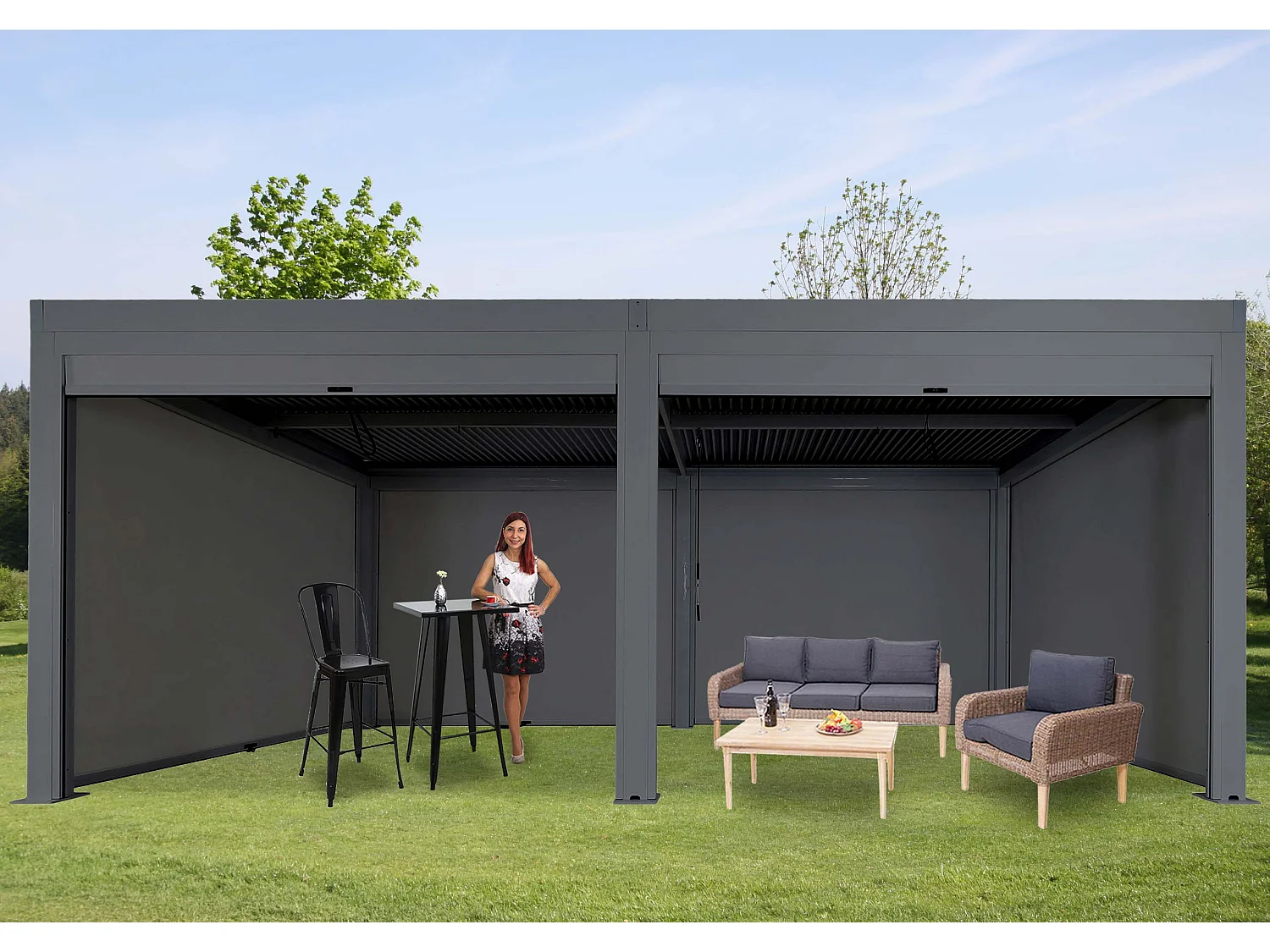 Pergola MCW-L46 ze ścianą boczną,  antracyt