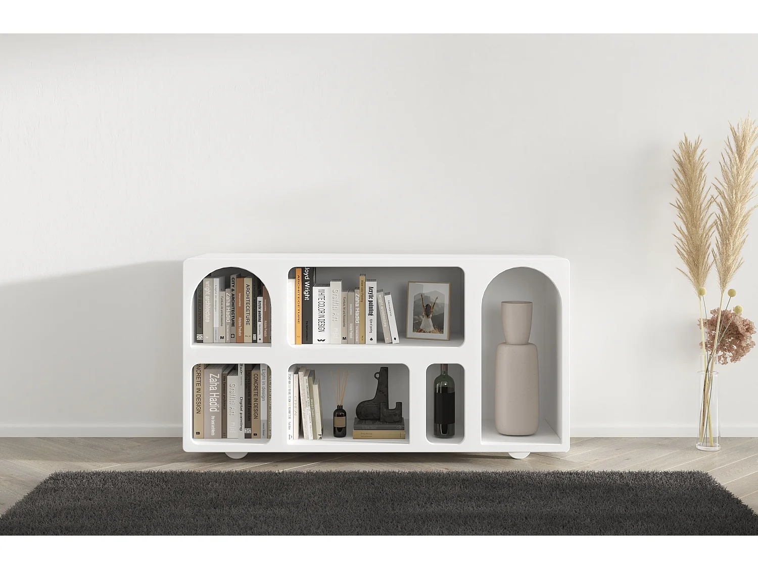 Drewniana komoda z łukami Visby OLIMPIA LONG / biała