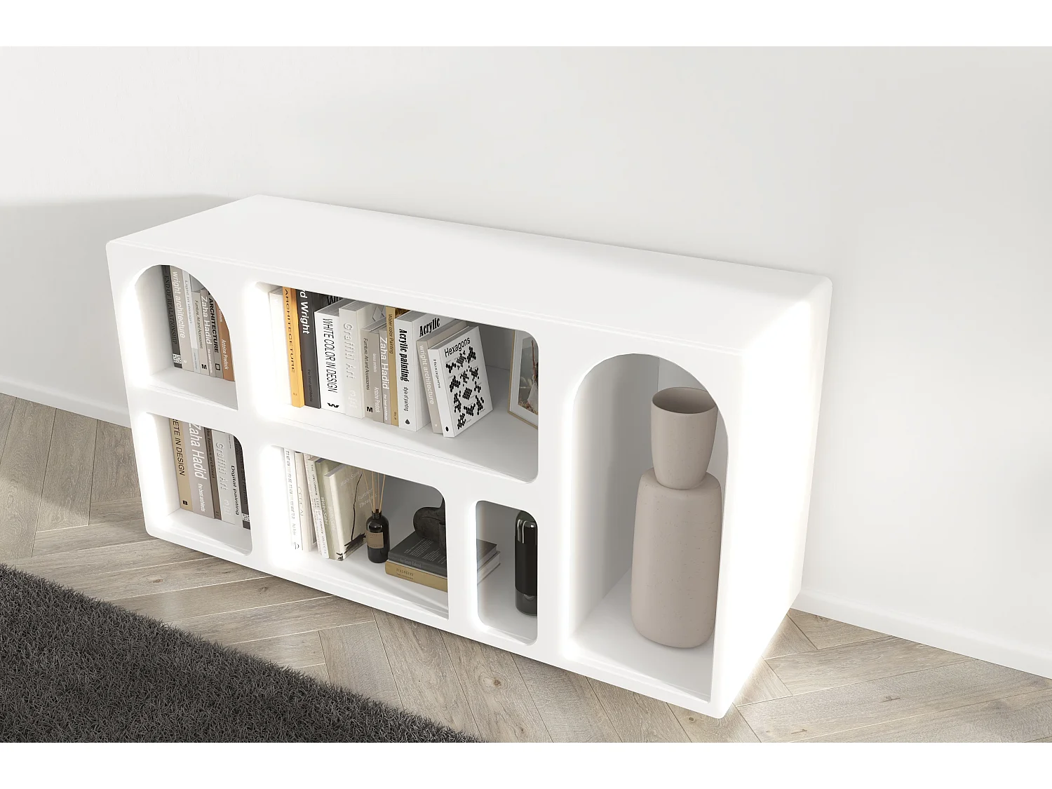 Drewniana komoda z łukami Visby OLIMPIA LONG / biała