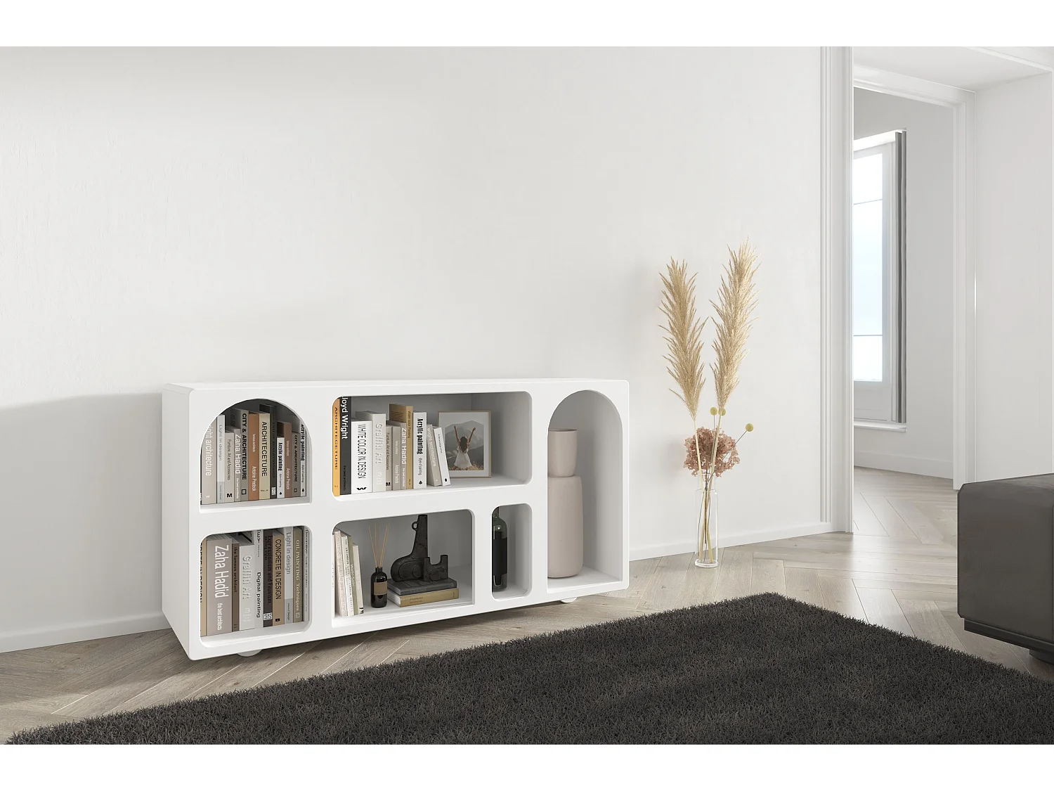 Drewniana komoda z łukami Visby OLIMPIA LONG / biała