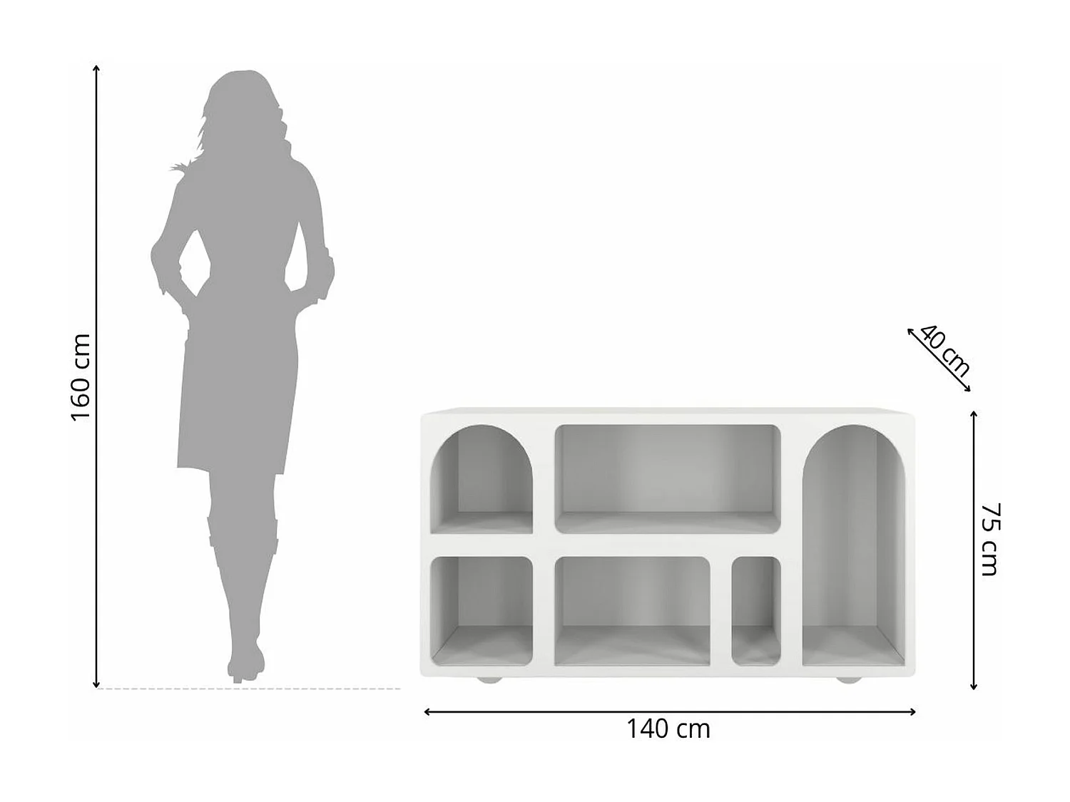 Drewniana komoda z łukami Visby OLIMPIA LONG / biała