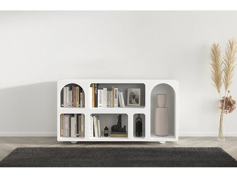 Drewniana komoda z łukami Visby OLIMPIA LONG / biała