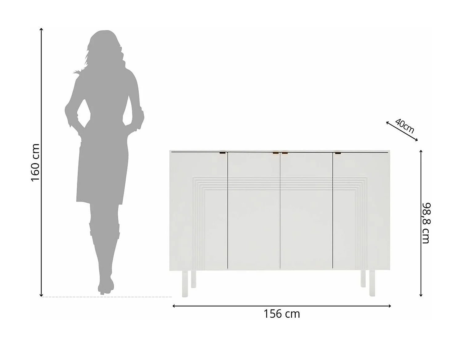Biała komoda Dancan YOKO / szerokość 156 cm