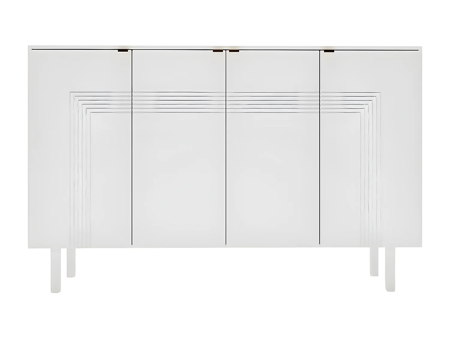Sideboard Yoko, weiß, mit dekorativen fronten und goldgriffen