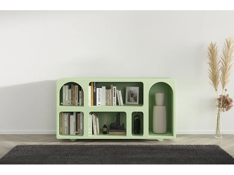 Drewniana komoda z łukami Visby OLIMPIA LONG / zielona