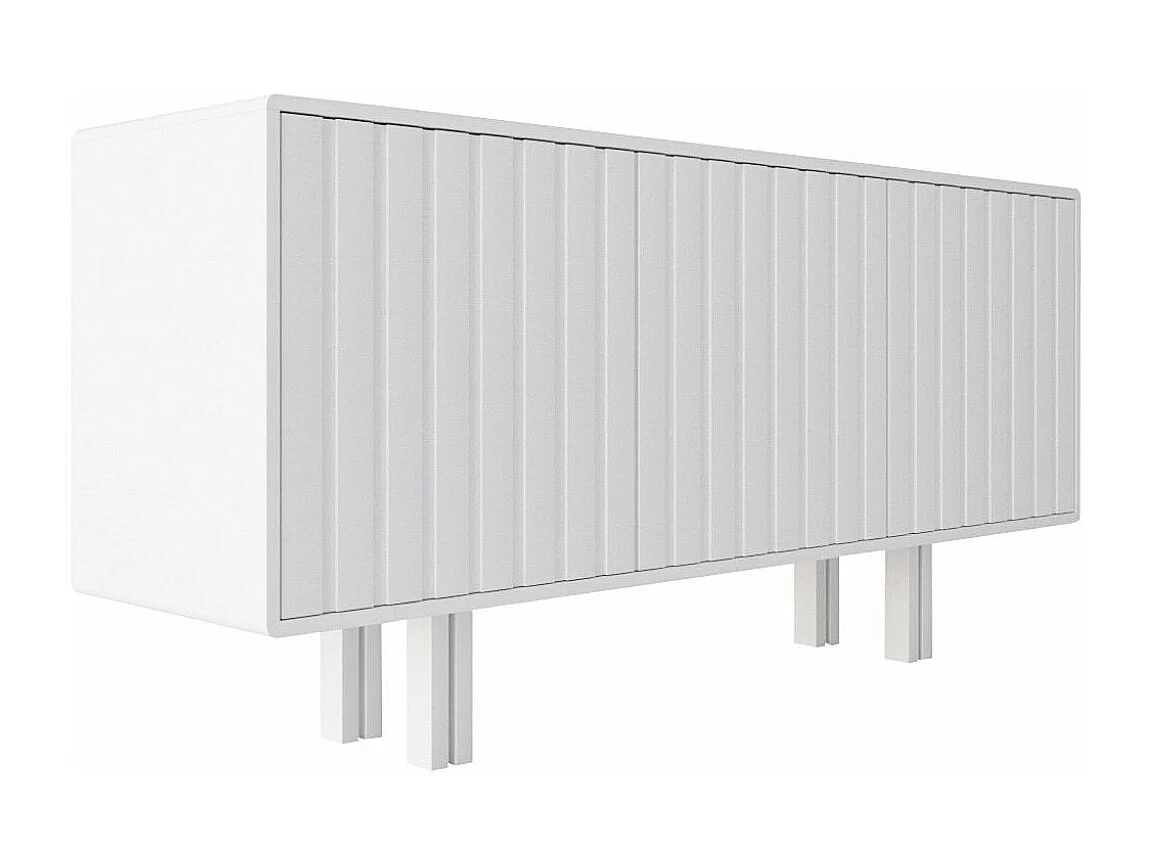 Sideboard Vigge, weiß, push-to-open system , lamellen effekt