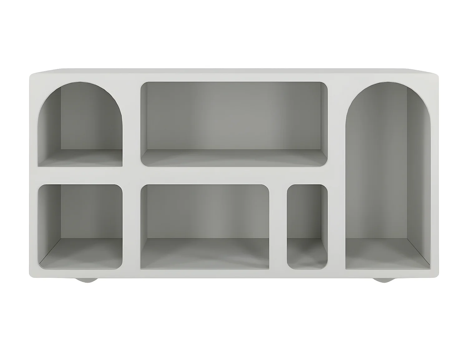 Drewniana komoda z łukami Visby OLIMPIA LONG / mleczno-szara