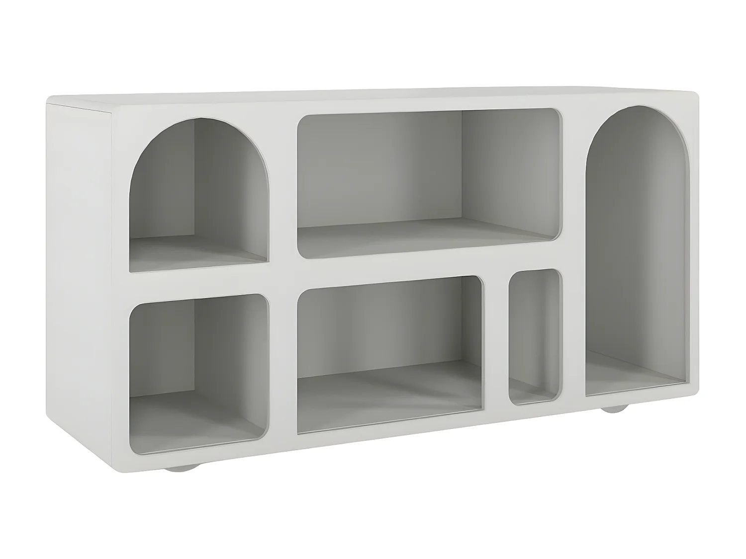 Drewniana komoda z łukami Visby OLIMPIA LONG / mleczno-szara