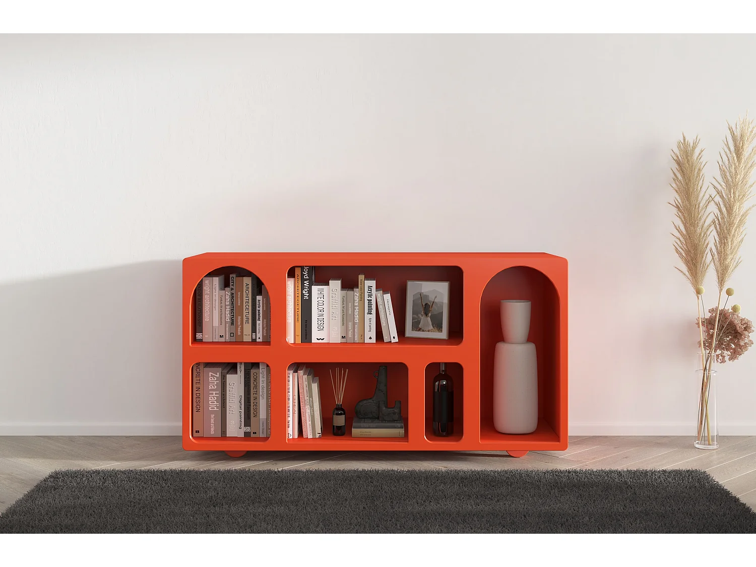 Drewniana komoda z łukami Visby OLIMPIA LONG / pomarańczowa