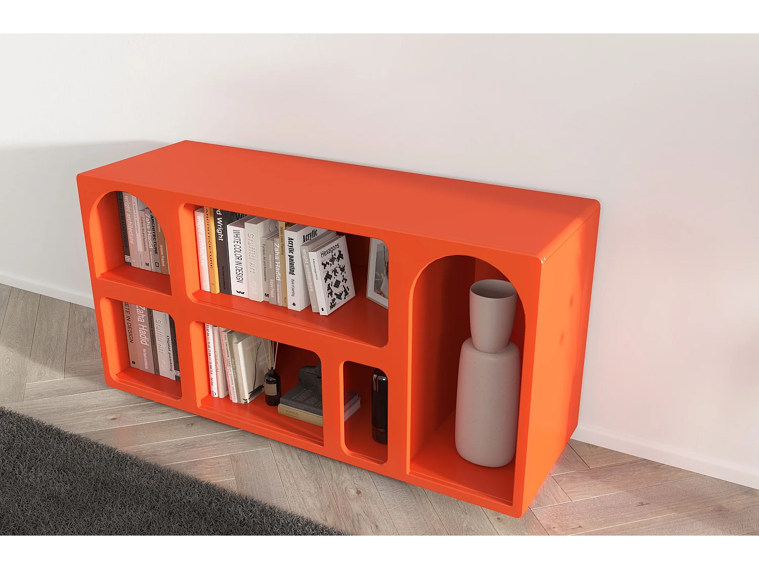 Drewniana komoda z łukami Visby OLIMPIA LONG / pomarańczowa