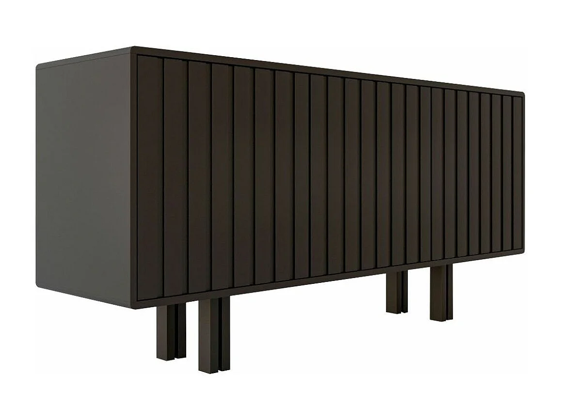 Sideboard Vigge, schwarz, push-to-open system , lamellen effekt