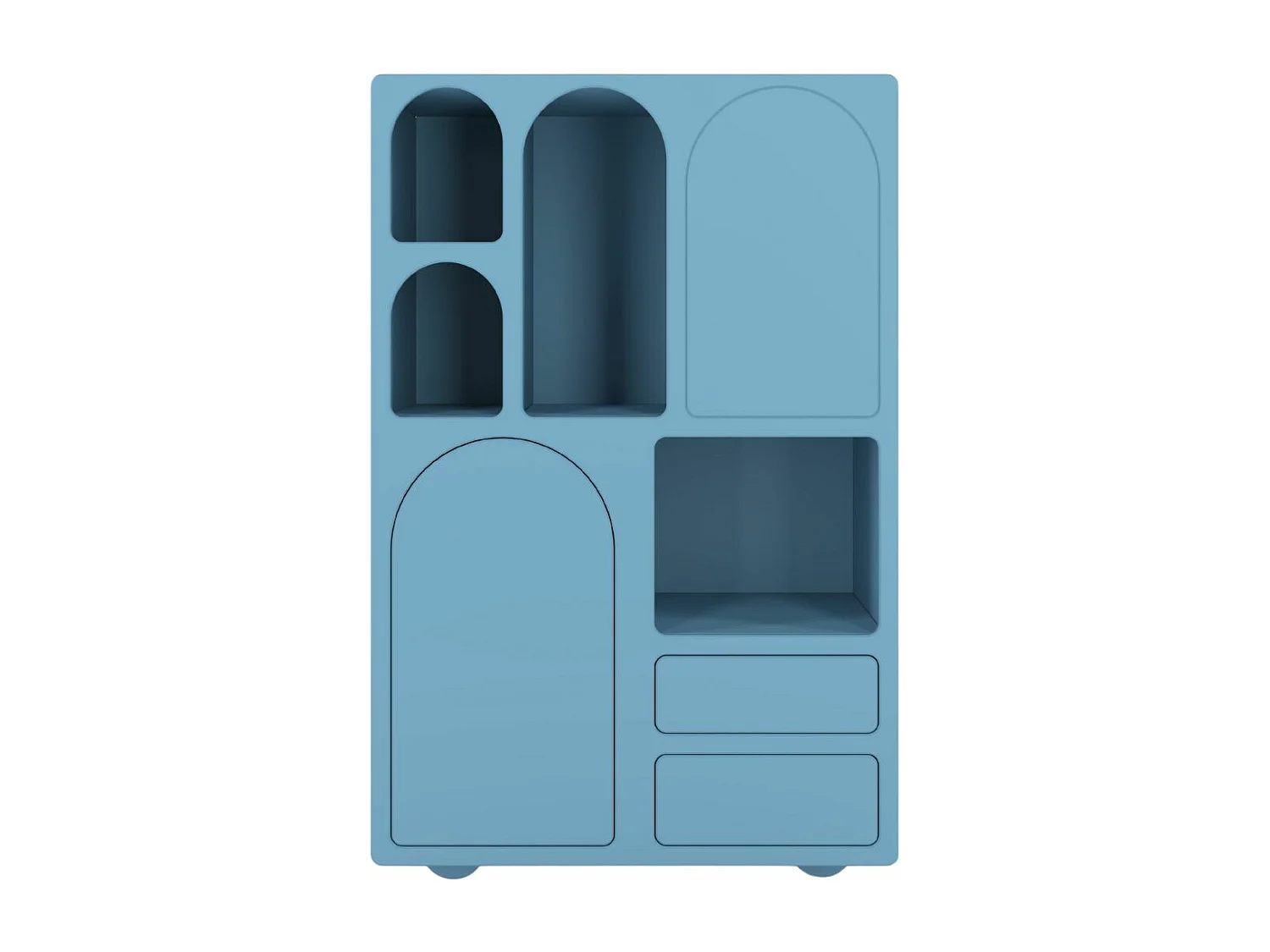 Drewniana komoda z łukami Visby OLIMPIA HIGH / niebieska