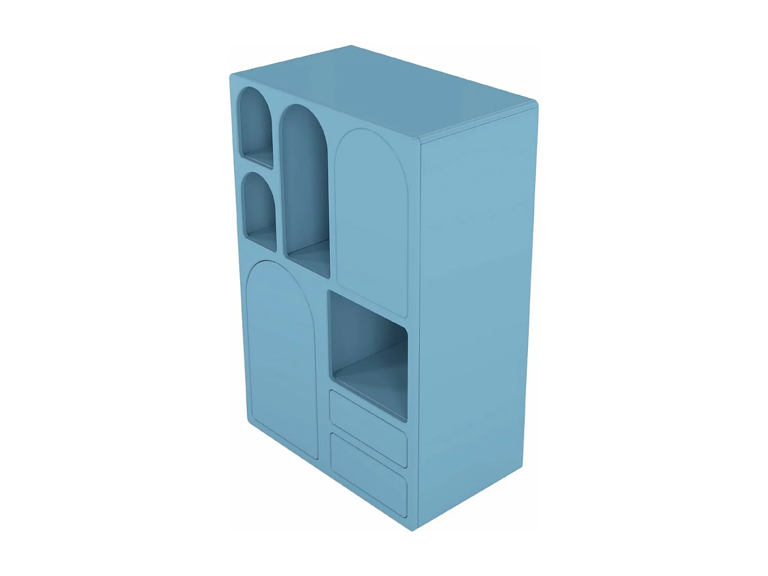 Drewniana komoda z łukami Visby OLIMPIA HIGH / niebieska