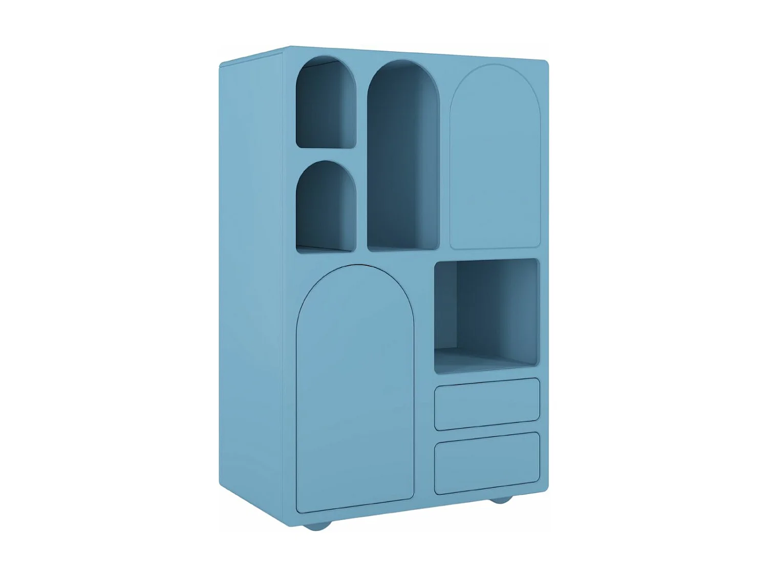 Drewniana komoda z łukami Visby OLIMPIA HIGH / niebieska