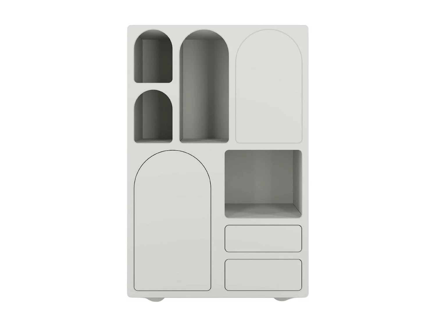 Drewniana komoda z łukami Visby OLIMPIA HIGH / mleczno-szara